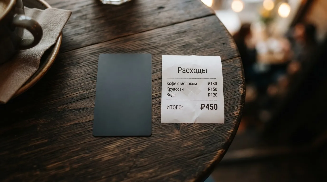 Чек и карта на столике в кафе